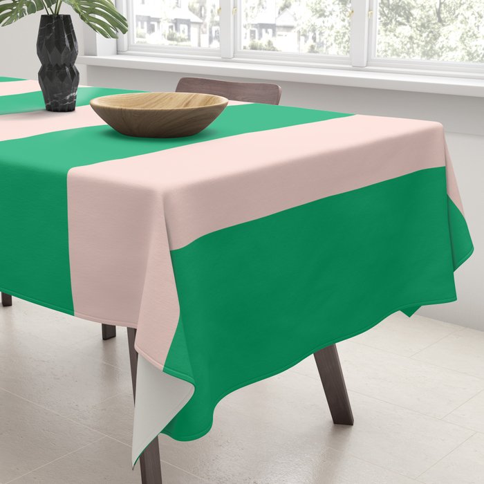 Vibrant green and beige stripes Tablecloth Gallery Image 3