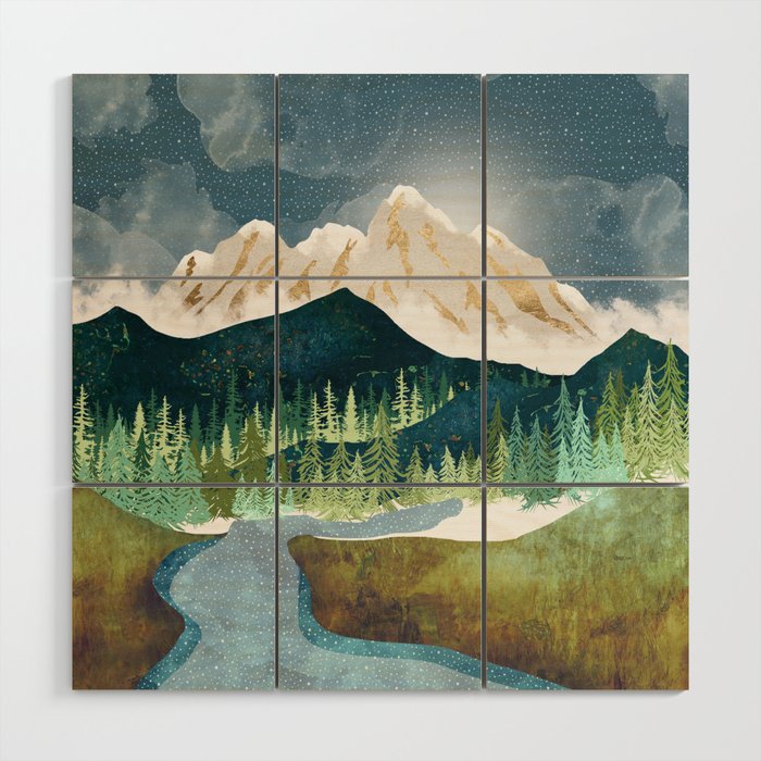 Mountain River Wood Wall Art Gallery Image 1