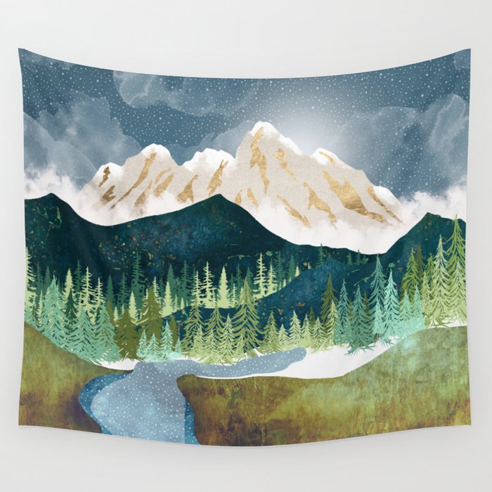 Mountain River Wall Tapestry Gallery Image 1