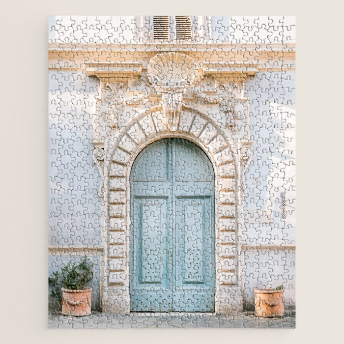 Baby blue Trastevere Rome front door | Italy pastel travel photography | Front door collection Jigsaw Puzzle Gallery Image 1