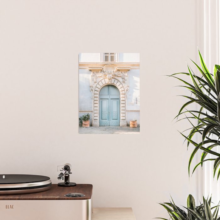 Baby blue Trastevere Rome front door | Italy pastel travel photography | Front door collection Poster Gallery Image 2