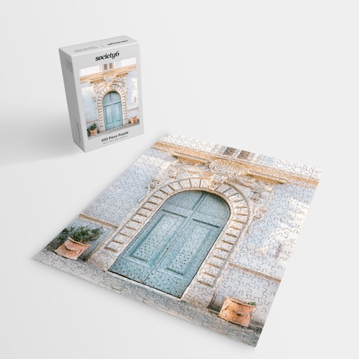 Baby blue Trastevere Rome front door | Italy pastel travel photography | Front door collection Jigsaw Puzzle Gallery Image 2
