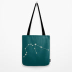 Aquarius Zodiac Star Constellation Line Art Deep Teal Tote Bag Gallery Image 2