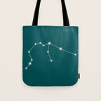Aquarius Zodiac Star Constellation Line Art Deep Teal Tote Bag Gallery Image 1