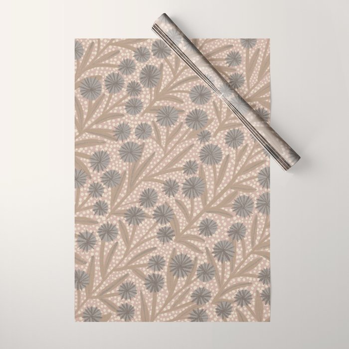 Summer Garden / Pink & Gray Wrapping Paper Gallery Image 1