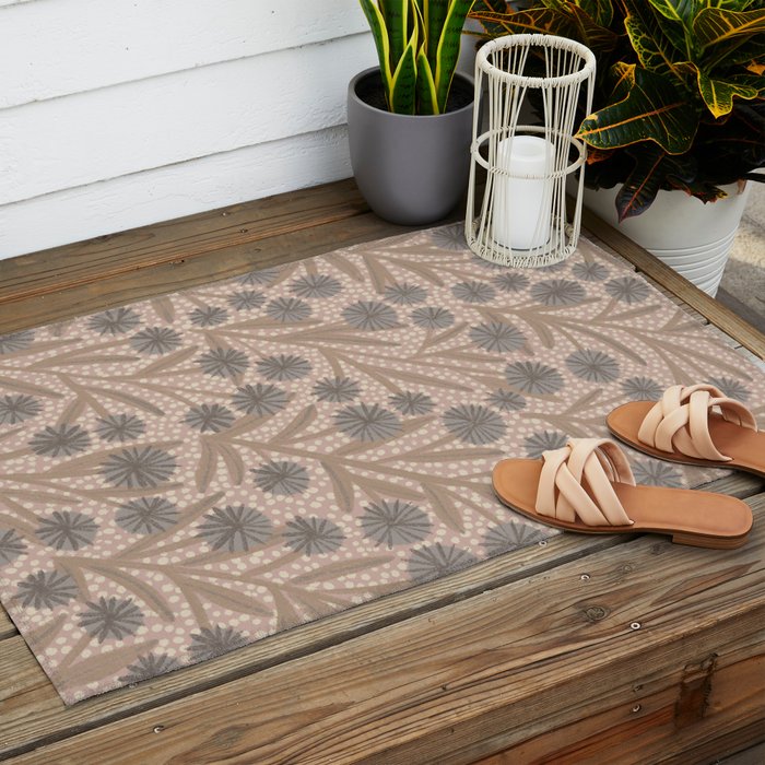Summer Garden / Pink & Gray Outdoor Rug Gallery Image 2