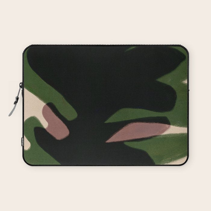 Abstract botanical-Leaf black  Laptop Sleeve Gallery Image 1