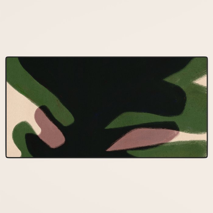 Abstract botanical-Leaf black  Desk Mat Gallery Image 3