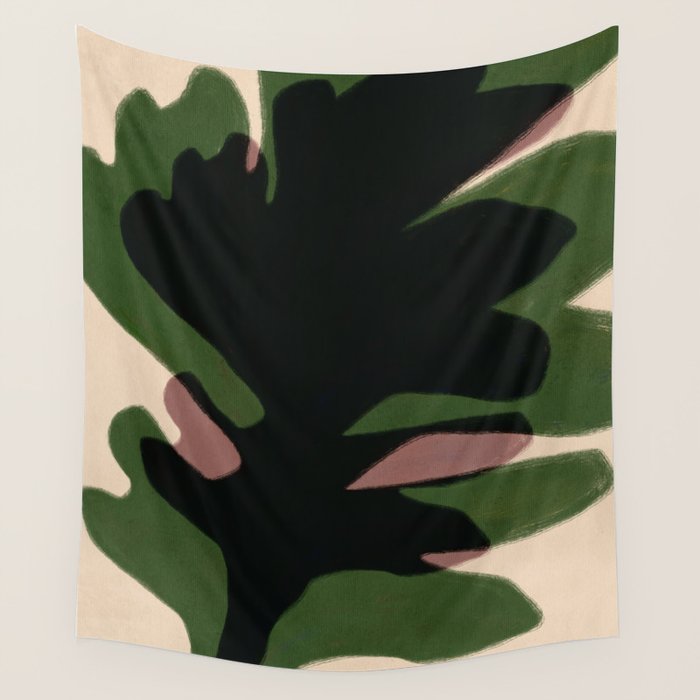 Abstract botanical-Leaf black  Wall Tapestry Gallery Image 4