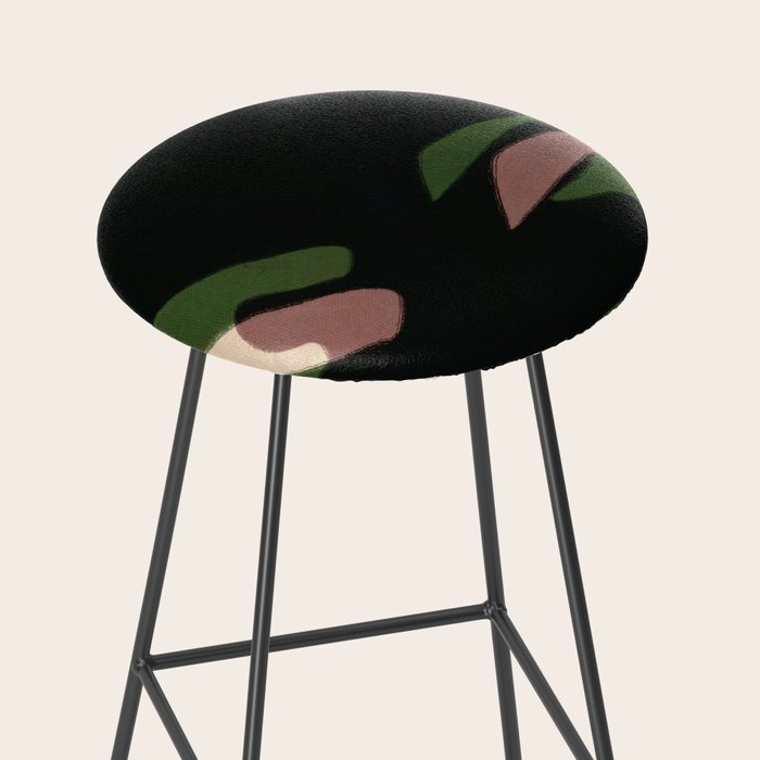 Abstract botanical-Leaf black  Stool Gallery Image 2