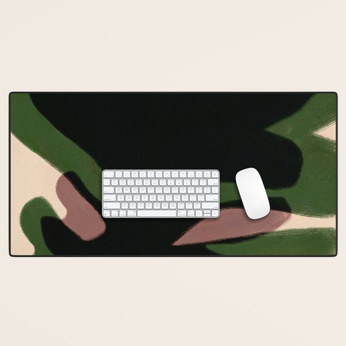 Abstract botanical-Leaf black  Desk Mat Gallery Image 1