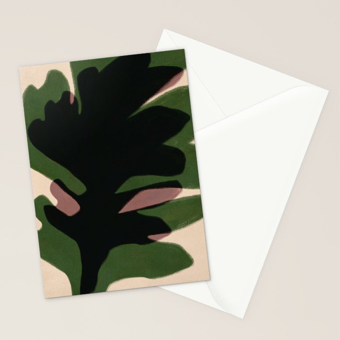 Abstract botanical-Leaf black  Stationery Card Gallery Image 2