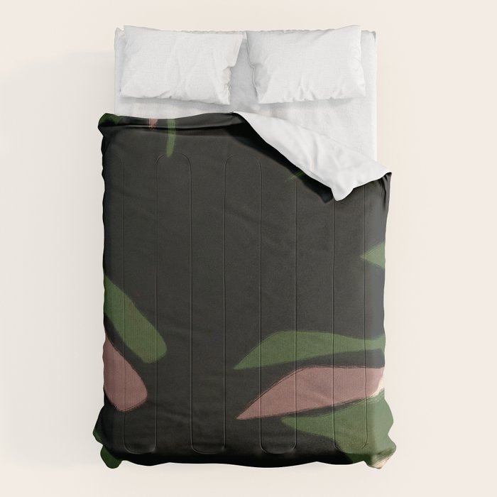 Abstract botanical-Leaf black  Comforter Gallery Image 6