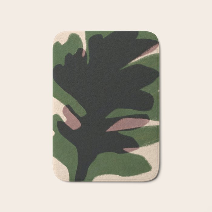 Abstract botanical-Leaf black  Bath Mat Gallery Image 1