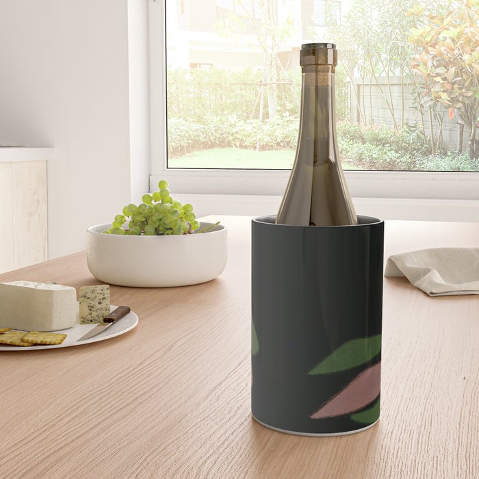Abstract botanical-Leaf black  Wine Chiller Gallery Image 4
