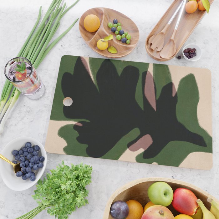 Abstract botanical-Leaf black  Cutting Board Gallery Image 2