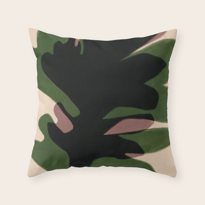 Abstract botanical-Leaf black  Throw Pillow Gallery Image 6