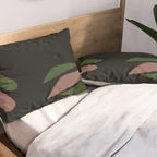 Abstract botanical-Leaf black  Pillow Sham Gallery Image 2