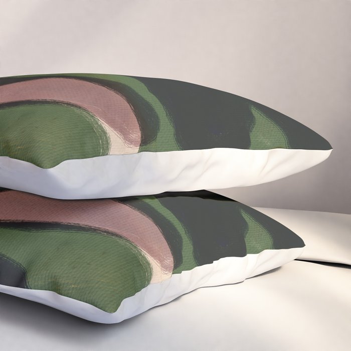 Abstract botanical-Leaf black  Pillow Sham Gallery Image 3