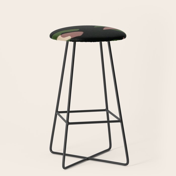 Abstract botanical-Leaf black  Stool Gallery Image 1