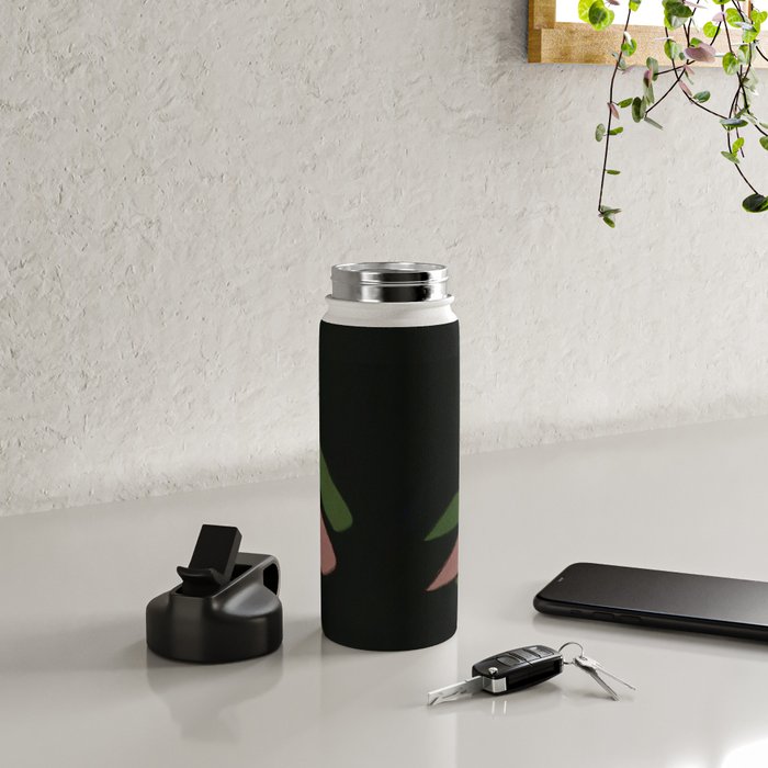 Abstract botanical-Leaf black  Water Bottle Gallery Image 4