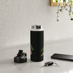 Abstract botanical-Leaf black  Water Bottle Gallery Image 4