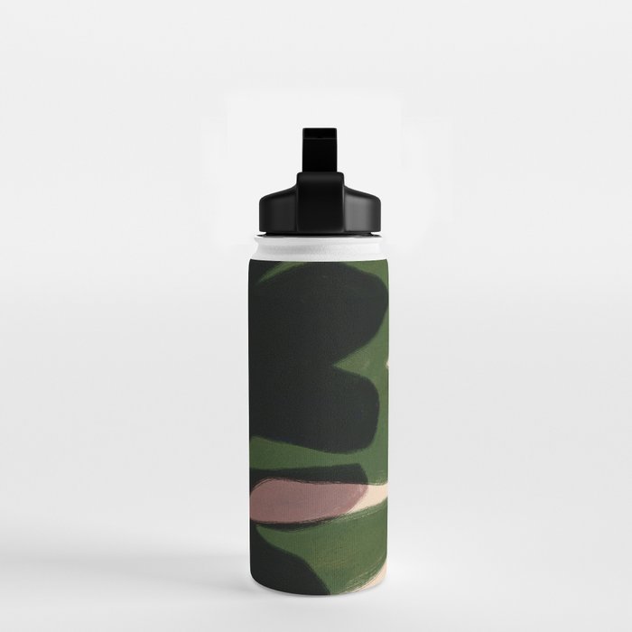 Abstract botanical-Leaf black  Water Bottle Gallery Image 2