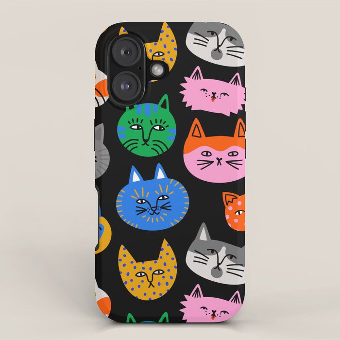 Funny colorful cat cartoon pattern iPhone Case Gallery Image 1