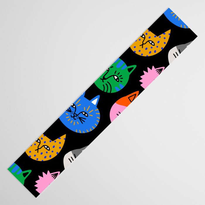 Funny colorful cat cartoon pattern Table Runner Gallery Image 3