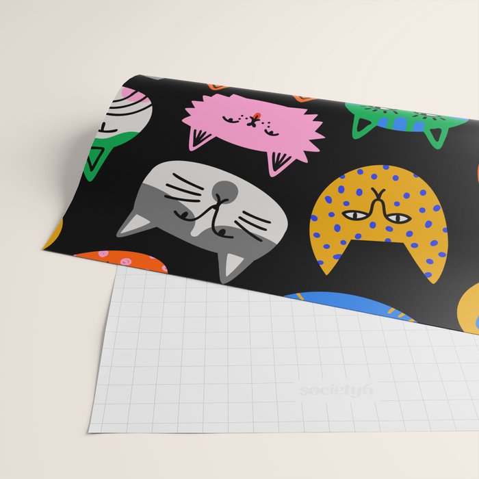 Funny colorful cat cartoon pattern Wrapping Paper Gallery Image 2