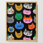 Funny colorful cat cartoon pattern Serving Tray Gallery Image 1