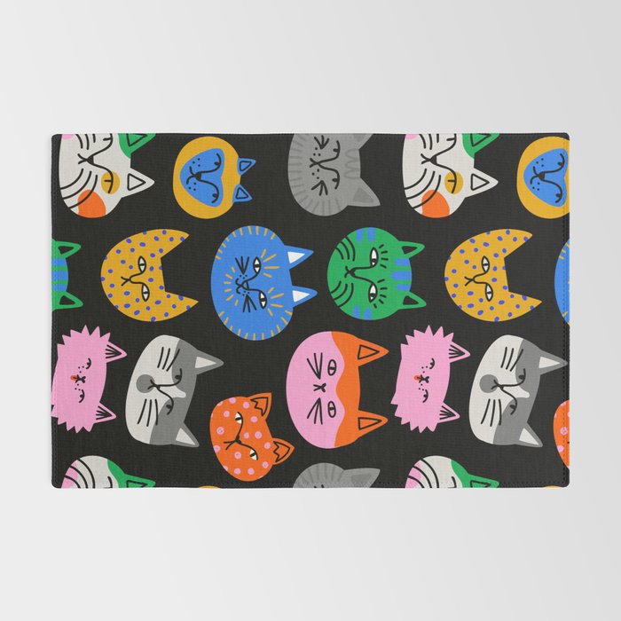 Funny colorful cat cartoon pattern Rug Gallery Image 2