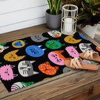 Funny colorful cat cartoon pattern Outdoor Rug Gallery Image 2