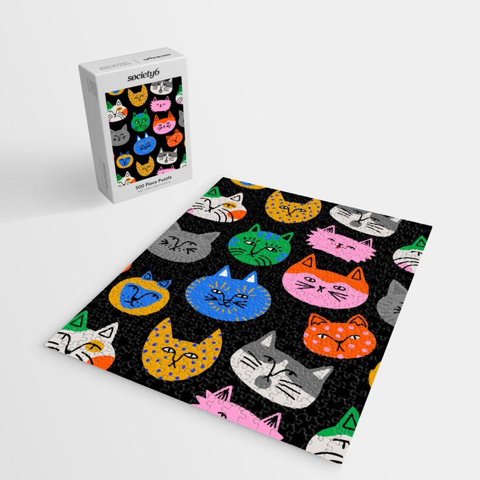 Funny colorful cat cartoon pattern Jigsaw Puzzle Gallery Image 2