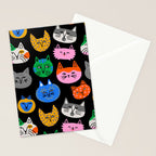Funny colorful cat cartoon pattern Stationery Card Gallery Image 2