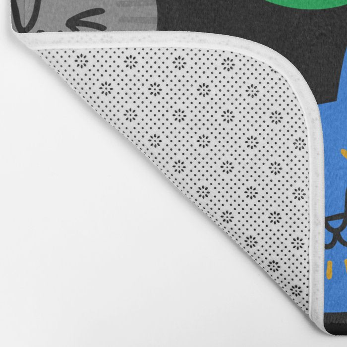 Funny colorful cat cartoon pattern Bath Mat Gallery Image 2