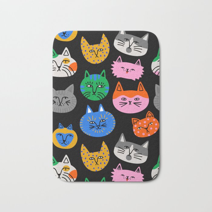 Funny colorful cat cartoon pattern Bath Mat Gallery Image 1