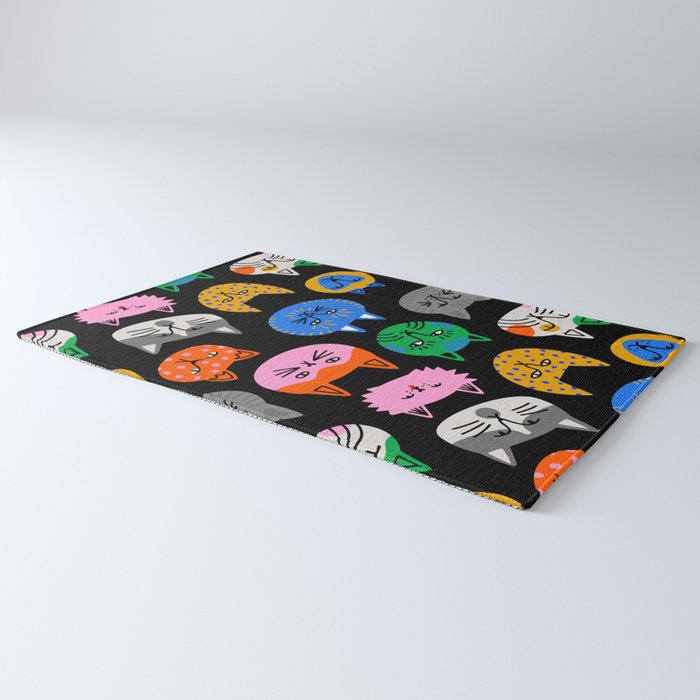 Funny colorful cat cartoon pattern Rug Gallery Image 3