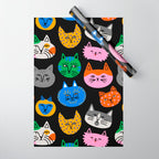 Funny colorful cat cartoon pattern Wrapping Paper Gallery Image 1