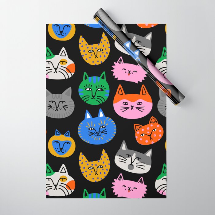 Funny colorful cat cartoon pattern Wrapping Paper Gallery Image 1