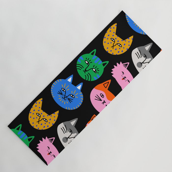 Funny colorful cat cartoon pattern Yoga Mat Gallery Image 1