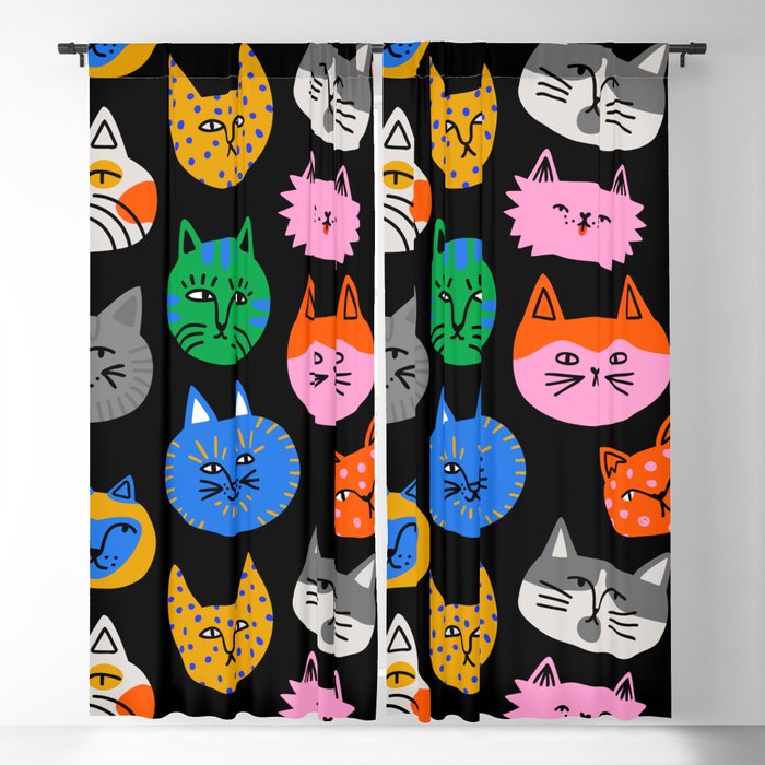 Funny colorful cat cartoon pattern Window Curtain Gallery Image 5
