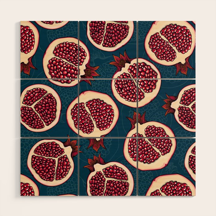 Pomegranate slices  Wood Wall Art Gallery Image 1