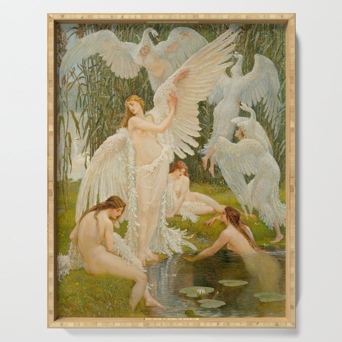 The Swan Maidens by Walter Crane Serving Tray Gallery Image 1