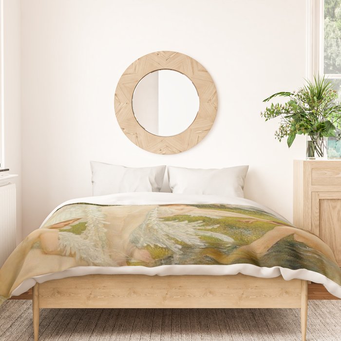 The Swan Maidens by Walter Crane Duvet Cover Gallery Image 3