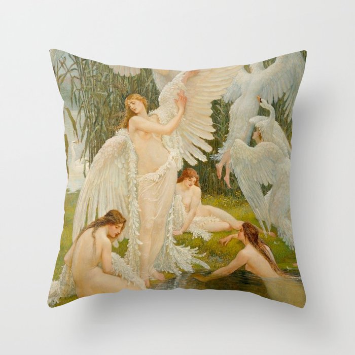 The Swan Maidens by Walter Crane Throw Pillow Gallery Image 6