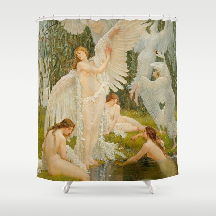 The Swan Maidens by Walter Crane Shower Curtain Gallery Image 1