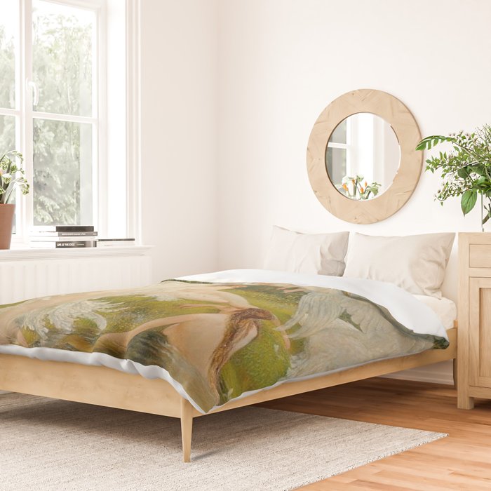 The Swan Maidens by Walter Crane Duvet Cover Gallery Image 2