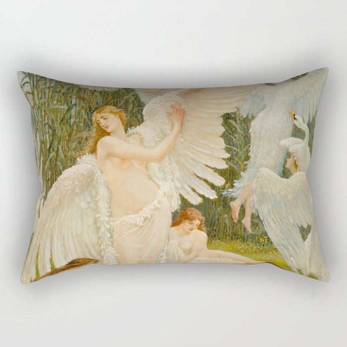 The Swan Maidens by Walter Crane Rectangular Pillow Gallery Image 2