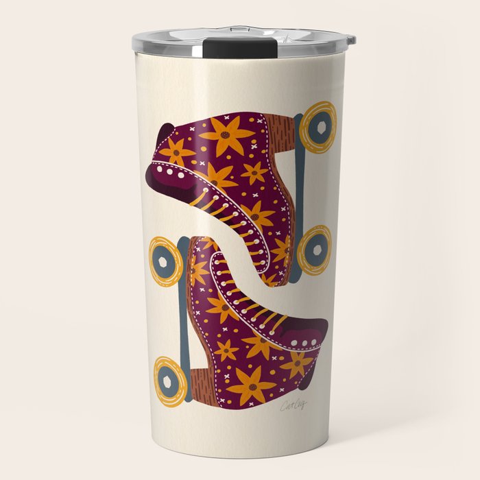 Retro Roller Skates - Fuchsia & Orange Travel Mug Gallery Image 1